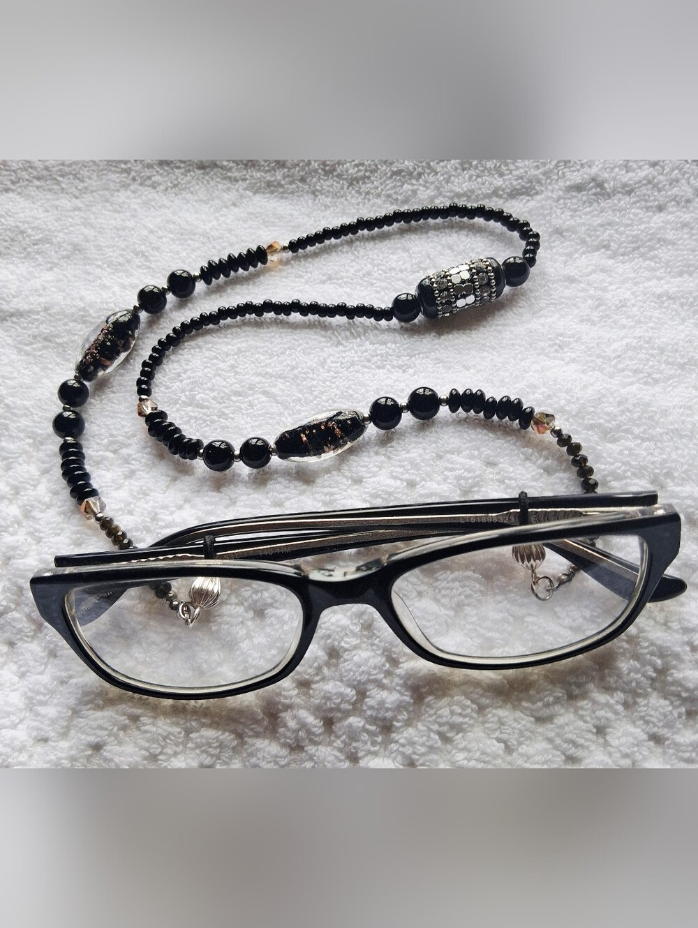Moonlight Boho Bead Glasses Chain with Silver Accents